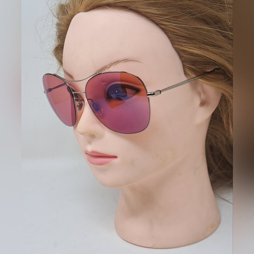 NWT Gucci Techno Ultra Light Sunglasses Metal Rose Pink Lenses GG4253S 58-16-140 - Picture 9 of 16